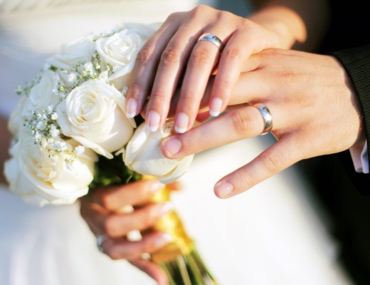 Wedding rings and hands