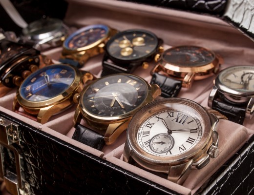 storage box with collection of men wrist watches